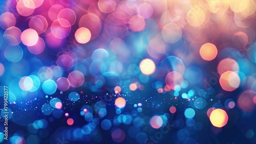 Vibrant bokeh lights with cool to warm gradient