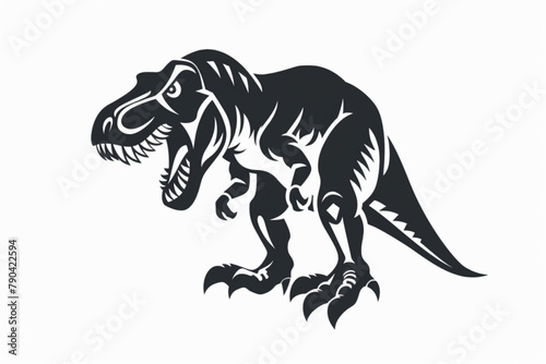 dinosaur icon illustration design  angry t-rex silhouette logo vector icon  white background  black colour icon