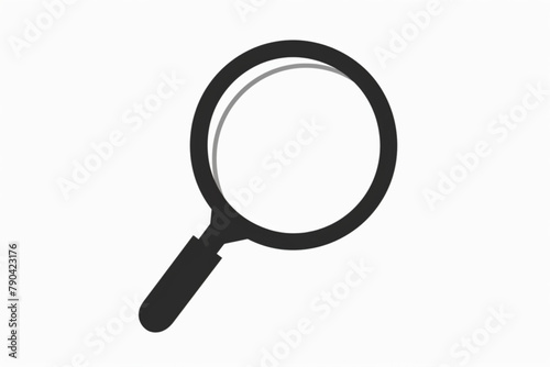 flat magnifying glass illustration vector vector icon, white background, black colour icon photo