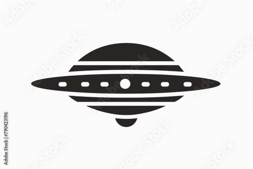  flat ufo icon illustration design, simple alien ship symbol vector vector icon, white background, black colour icon