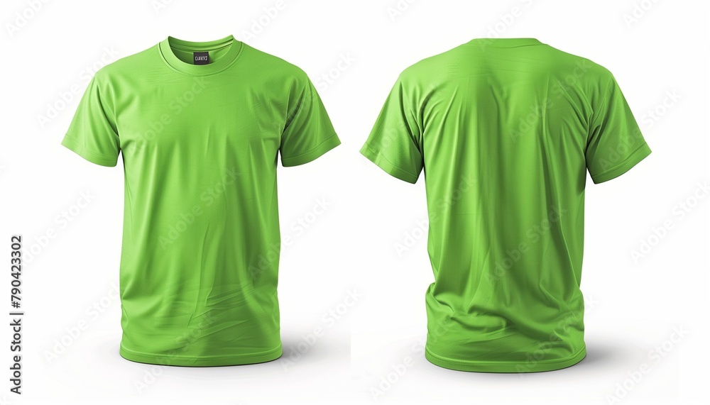 Lime Green Blank T-Shirt Mockup - High-Quality Front and Back View Isolation on White for Design Mockups Lime Green Blank T-Shirt Mockup - High-Quality Front and Back View Isolation on White for Design Mockups