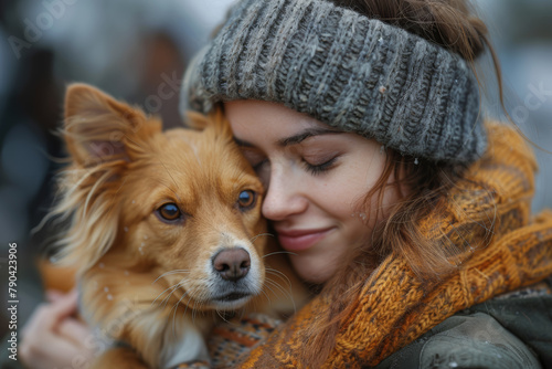 A compassionate act of fostering a homeless pet, providing love and care to an animal in need. Concept of animal adoption and welfare. Generative Ai.