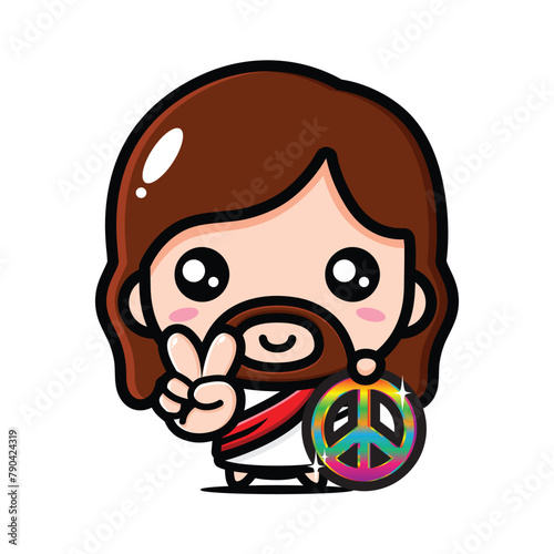 cute jesus peaceful finger pose