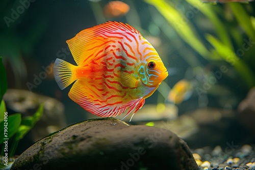 Discus fish symphony. Symphony of colors in aquatic dance