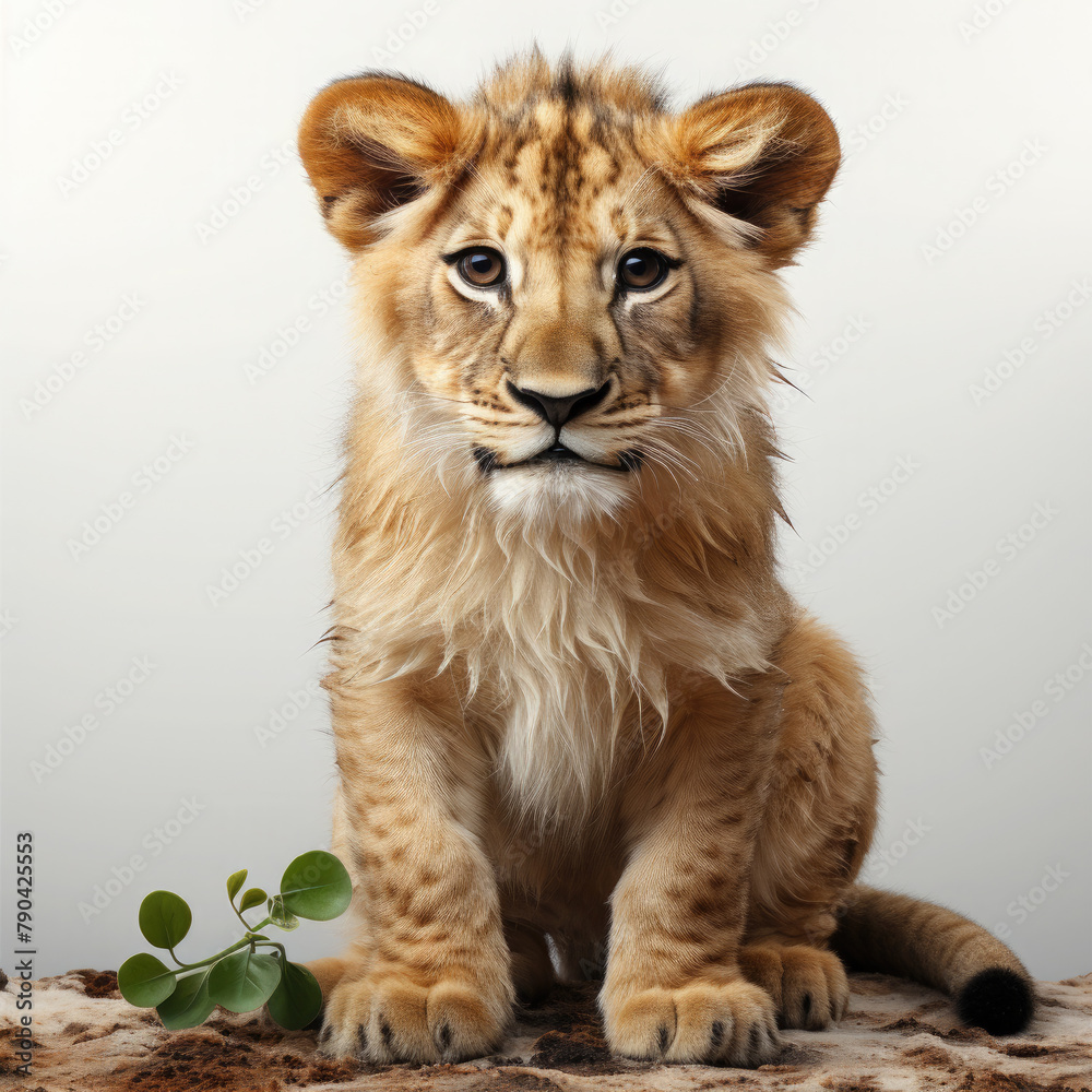 Obraz premium Watercolor African Lion, clipart Illustration, Generative Ai