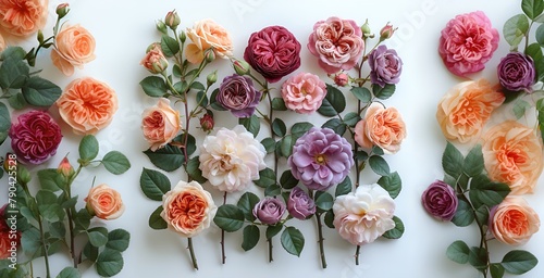 Assortment of Colorful Roses in Shades of Orange, Pink, Purple, and White