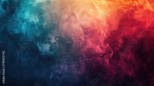 Abstract background with blue and red smoke-like patterns blending together photo