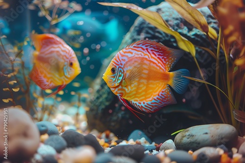 Discus fish serenity. Serenity in aquatic paradise photo