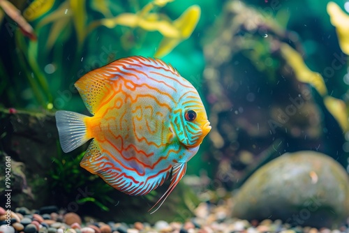 Discus fish delight. Delightful encounters in aquatic realm