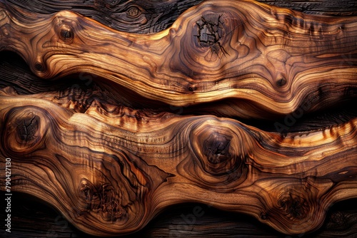 Stunning high-resolution image showing the natural swirling grain patterns of polished wood