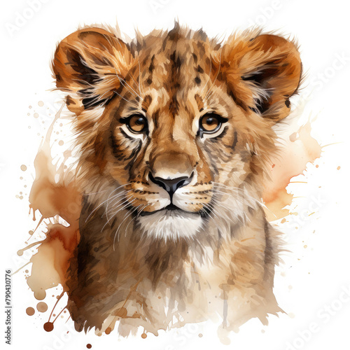 Watercolor African Lion, clipart Illustration, Generative Ai © SantoshArt