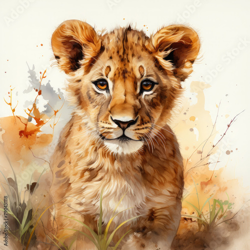 Watercolor African Lion  clipart Illustration  Generative Ai