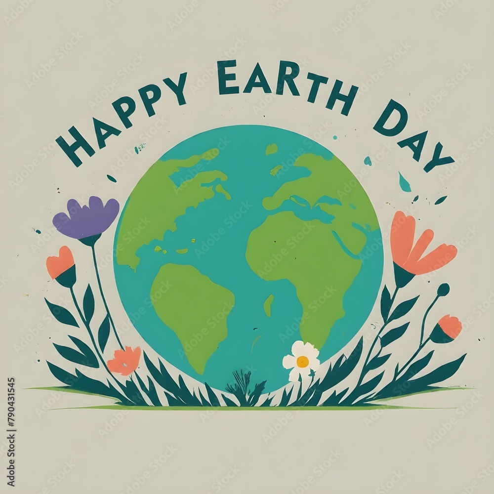 flat illustration for happy earth day celebration