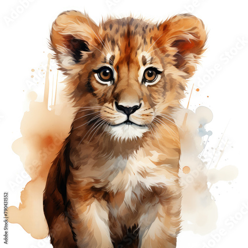 Watercolor African Lion, clipart Illustration, Generative Ai