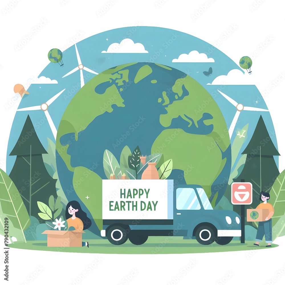 Obraz premium flat illustration for happy earth day celebration