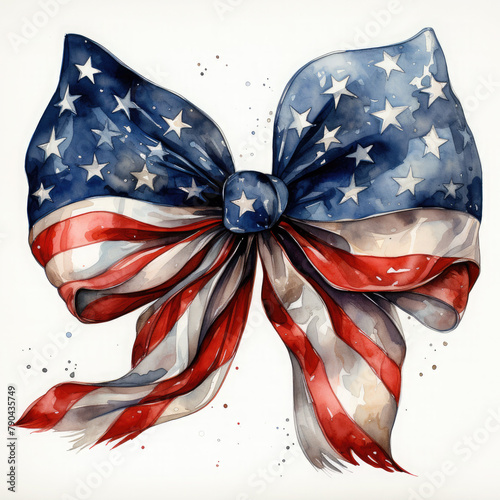 Watercolor American flag, clipart Illustration, Generative Ai