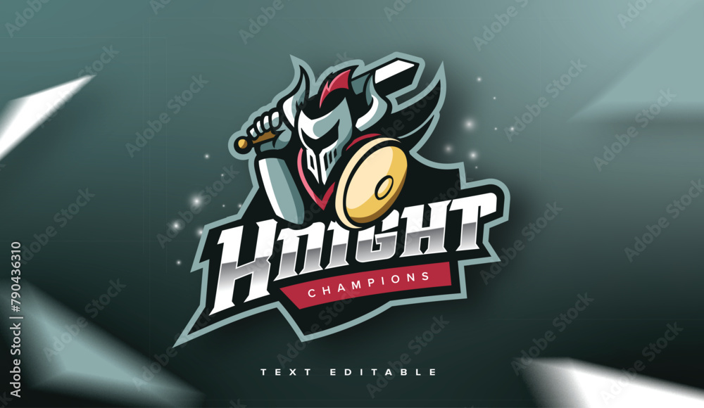 Black Knight logo template with text editable