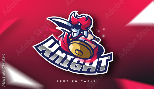 Fight Red Knight logo template with text editable