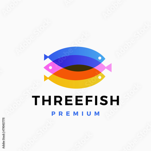 1188_three fish fishestriple Three Fishes fish multiply overlapping color gradient logo vector icon illustration
