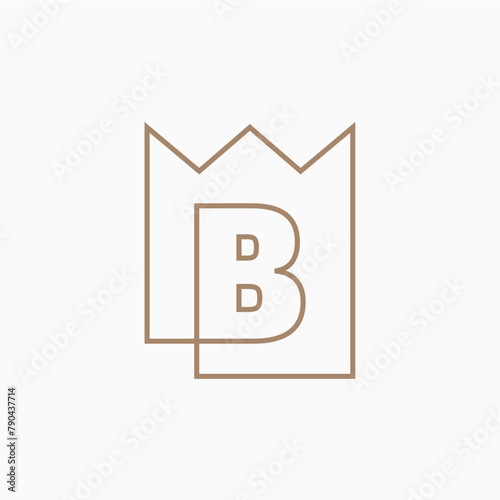 b Letter King Crown Logo Vector Icon Illustration