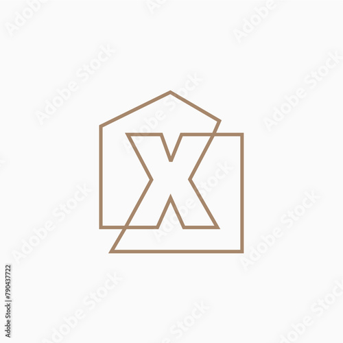 x Letter House Monogram Home mortgage architect architecture logo vector icon illustration