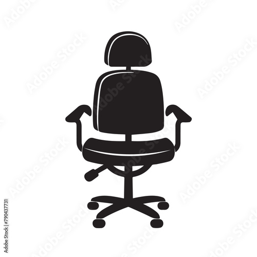 Office chair in cartoon, doodle style . Image for t-shirt, web, mobile apps and ui. Isolated 2d vector illustration in logo, icon, sketch style, Eps 10, black and white. AI Generative