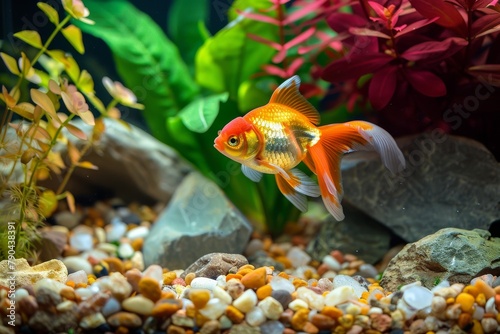 Goldfish magic. Captivated by aquatic wonderland