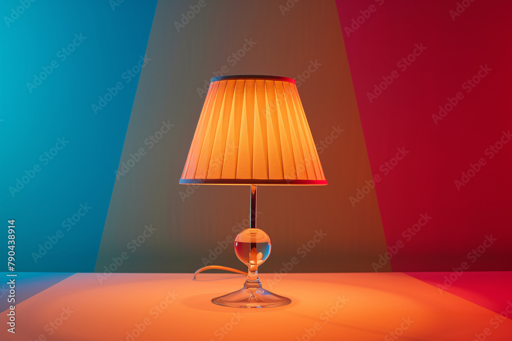 A lamp with a colorful background