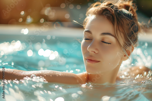 Photo of a Beautiful Woman Relaxing in Spa, Generative AI