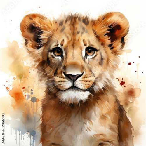 Watercolor Asiatic Lion  clipart Illustration  Generative Ai