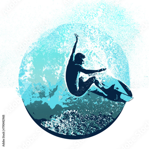 surf, ilustracion, olas, silueta, pegatina, surfista, vector	