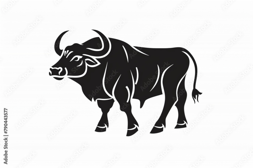 simple bull icon illustration vector, buffalo bison taurus logo design vector icon, white background, black colour icon