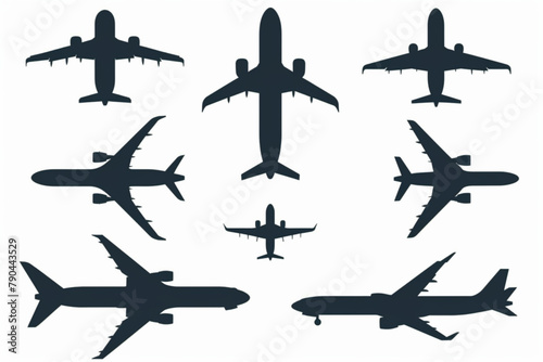 Simple Flat Plane Icon Illustration Design, Silhouette Plane Symbol Collection Template Vector vector icon, white background, black colour icon