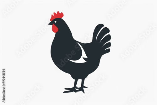 simple chicken icon illustration design, cute hen symbol vector icon, white background, black colour icon © Ahtesham
