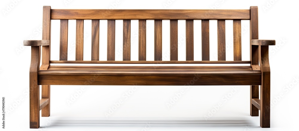 A wooden bench isolated on white background A wooden bench isolated on white background