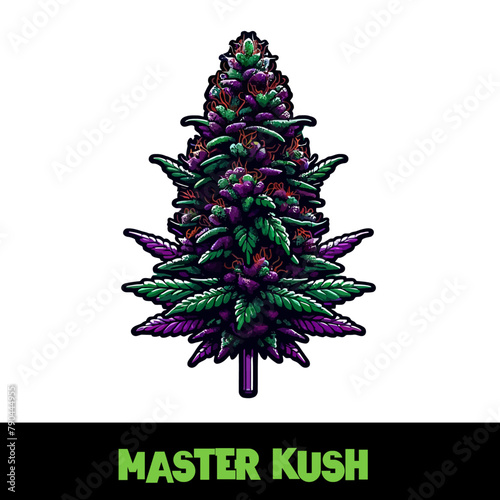 Vector Illustrated Master Kush Cannabis Bud Strain Cartoon
