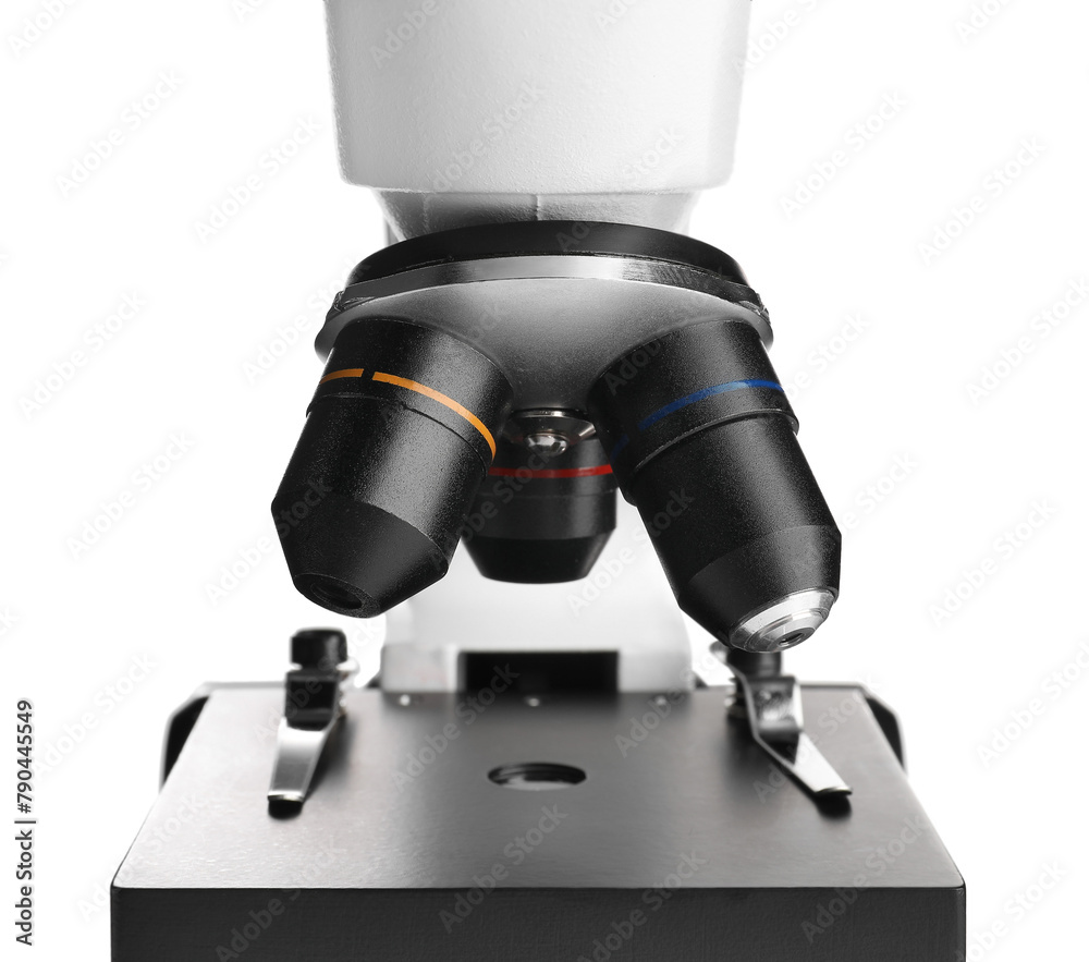 Modern microscope isolated on white. Medical equipment Modern microscope isolated on white. Medical equipment