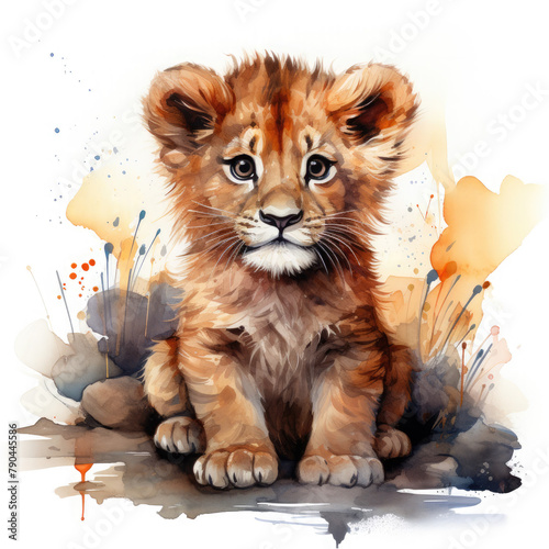 Watercolor Barbary Lion  clipart Illustration  Generative Ai