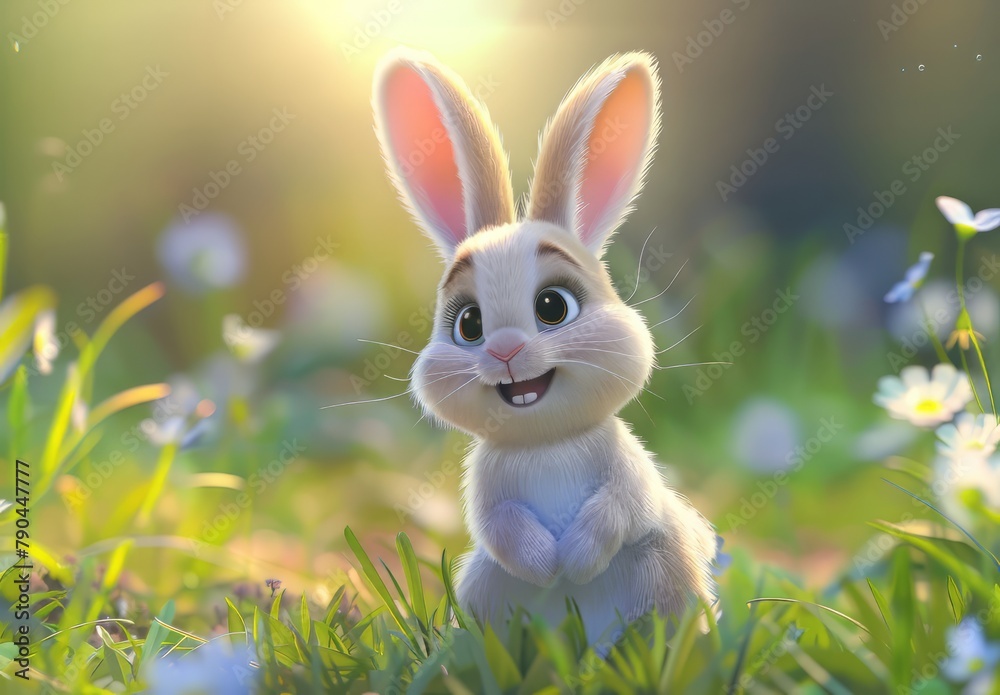 Fototapeta premium Cute bunnies: adorable bunny art featuring chubby cheeks, expressive eyes. Easter-themed content
