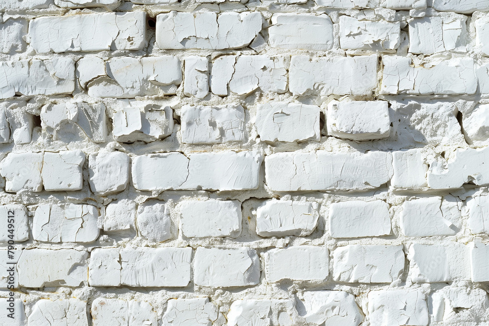 Fototapeta premium White Painted Brick Wall, Textured Background, Construction and Design