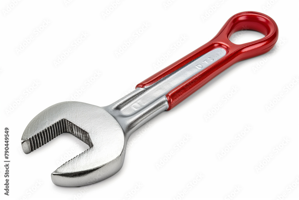 Adjustable Red Wrench, Isolated on White, Handyman Tool Concept Adjustable Red Wrench, Isolated on White, Handyman Tool Concept
