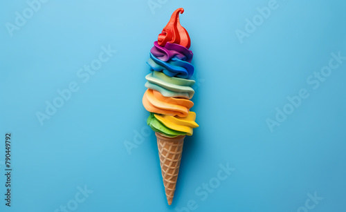 helado de colores en fondo azul