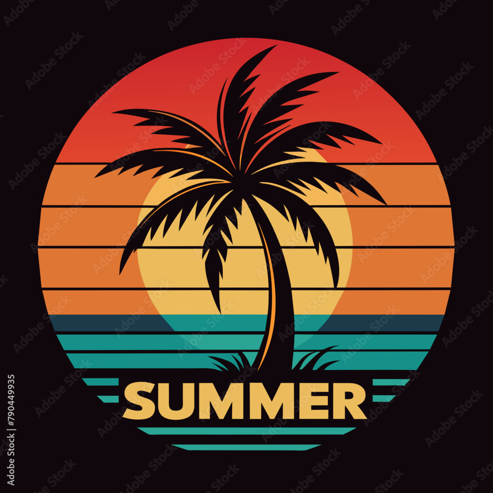 summer time Vector Illustration,summer time T Shirt,summer retro vintage style sunset palm tree,summer time Typography T Shirt Quotes Vector Bundle,Cut File Cricut,Silhouette,calligraphy,png