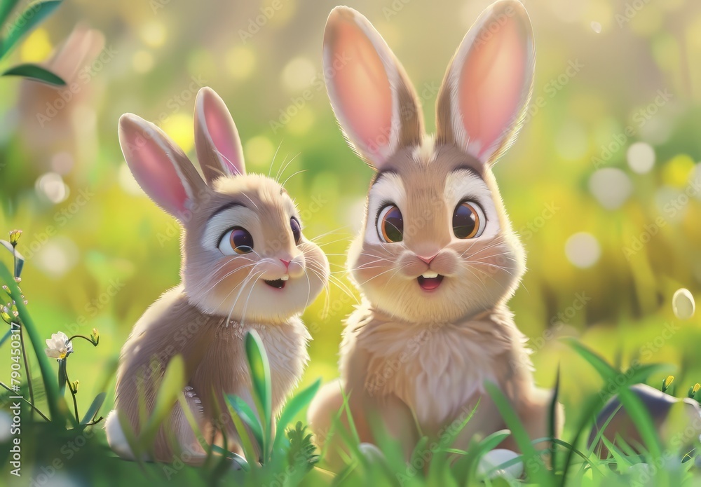 Cute bunnies: adorable bunny art featuring chubby cheeks, expressive eyes. Easter-themed content Cute bunnies: adorable bunny art featuring chubby cheeks, expressive eyes. Easter-themed content