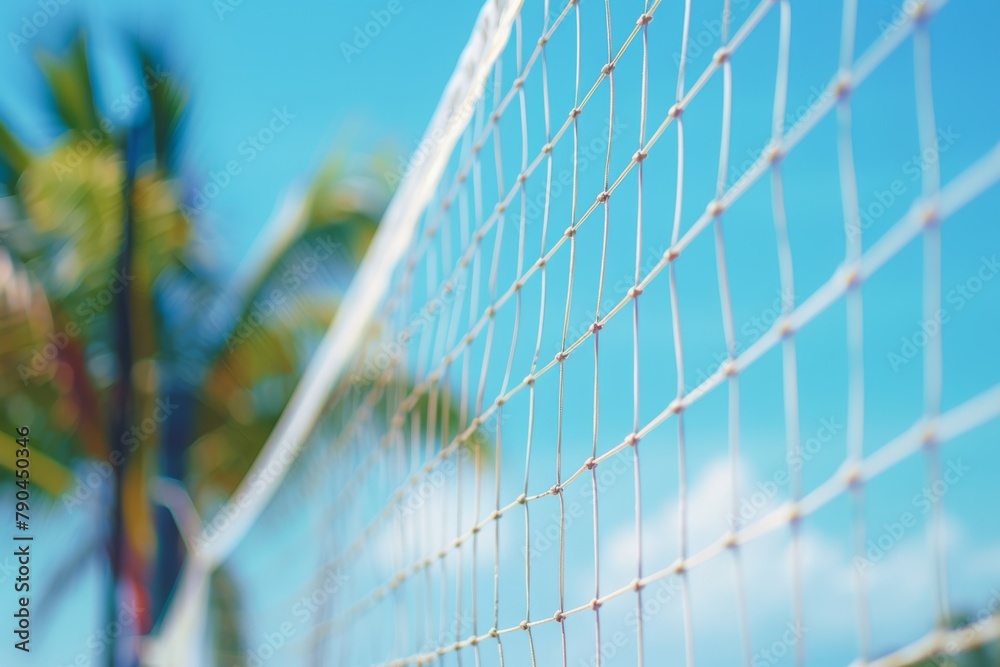 Close Up of Volleyball Net on Sunny Beach Close Up of Volleyball Net on Sunny Beach