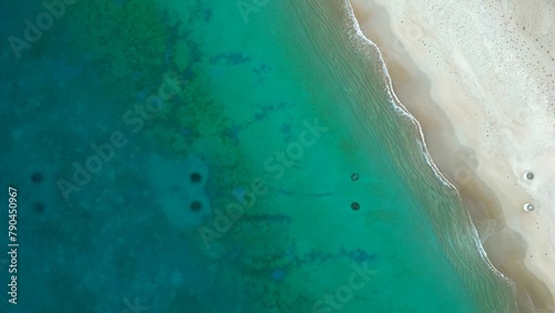 Aerial view of man made structures on the coast