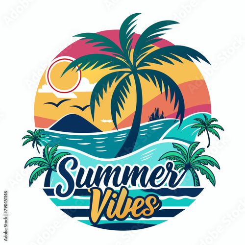 summer vibes Vector Illustration,summer time T Shirt,summer retro vintage style sunset palm tree,summer vibes Typography T Shirt Quotes Vector Bundle,Cut File Cricut,Silhouette,calligraphy,png