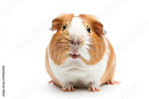 Funny Guinea Pig Smiling on White Background