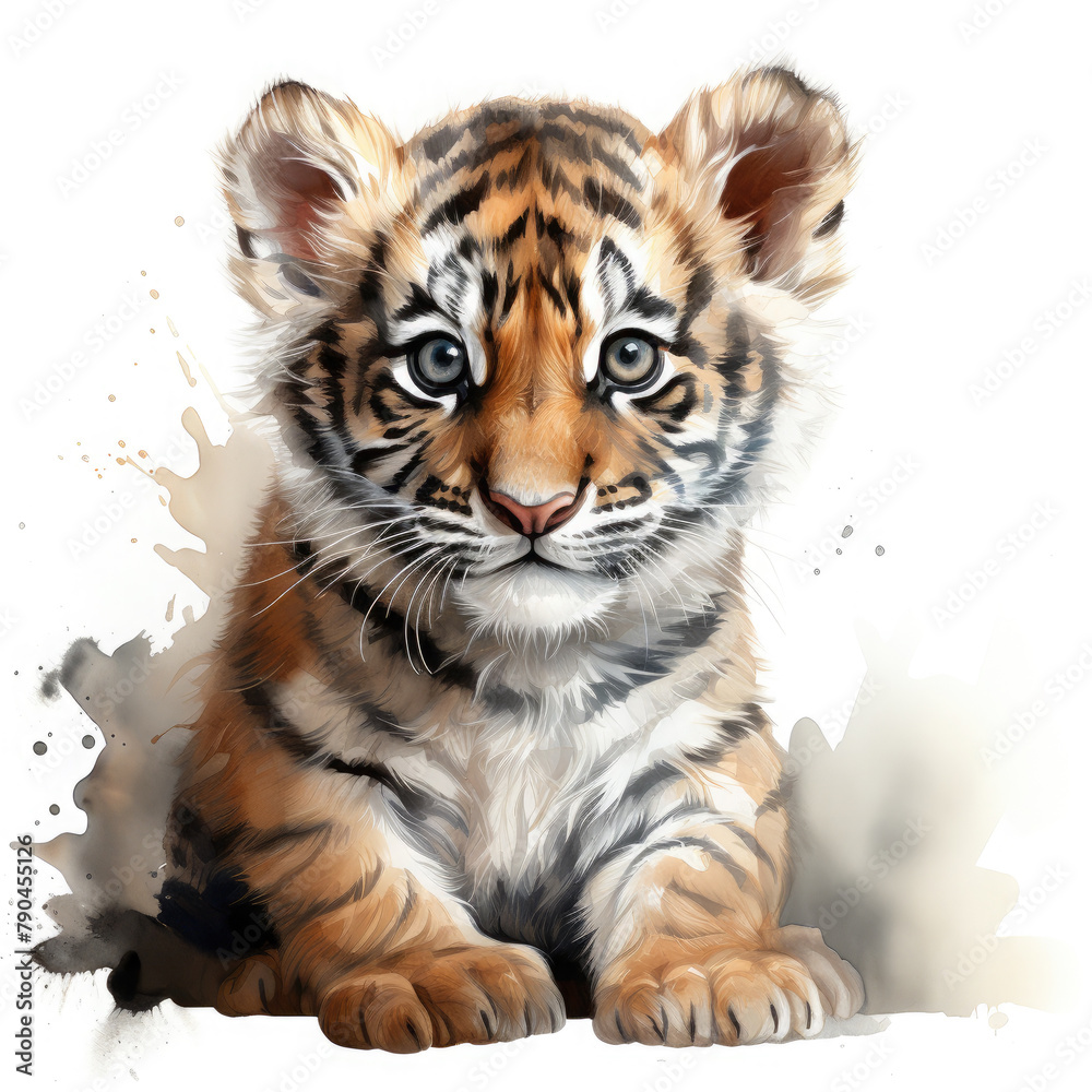 Obraz premium Watercolor Caspian tiger, clipart Illustration, Generative Ai