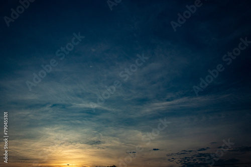 Sunset sky with cloud in twilight time. Natural background and texture.